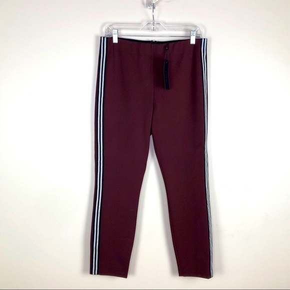 NWT rag & bone Simone Side Striped pants in Burgundy - Picture 3 of 11